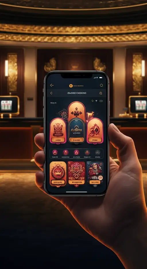 Illustratie van de Vipzino Casino homepage met een bonusbanner en verschillende casinospellen op een tablet
